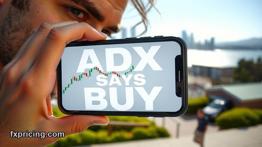 Hand holding iPhone with Apple stock chart and buy signal outdoors