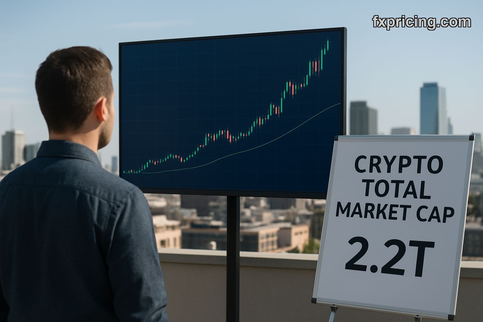 Crypto Total Market Cap graph on screen