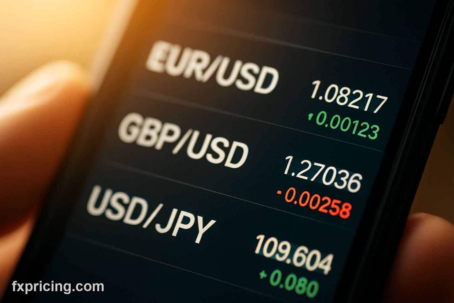 Multiple ticker quote widgets stacked on mobile phone screen