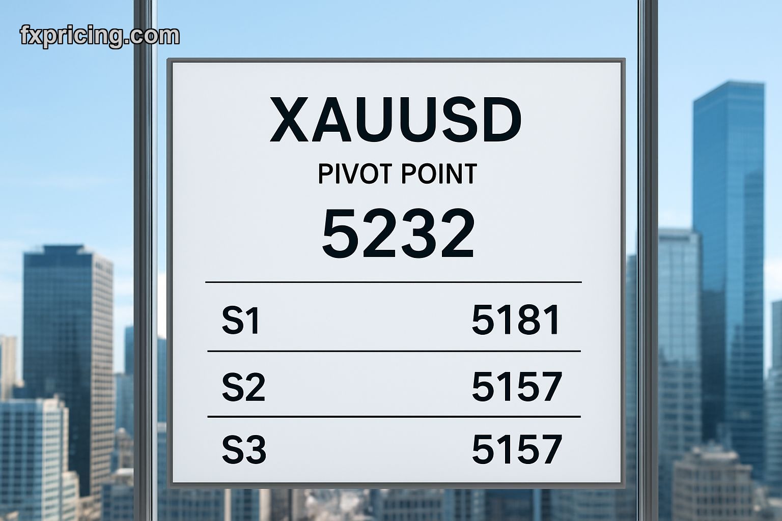 XAUUSD pivot points and support levels on trading screen