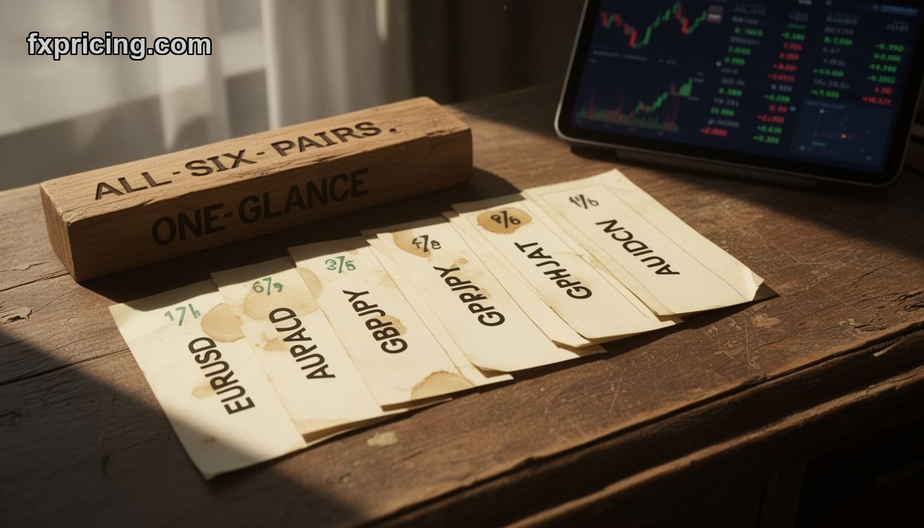 Free forex cross rates widget tracking six live currency pairs on trading desk