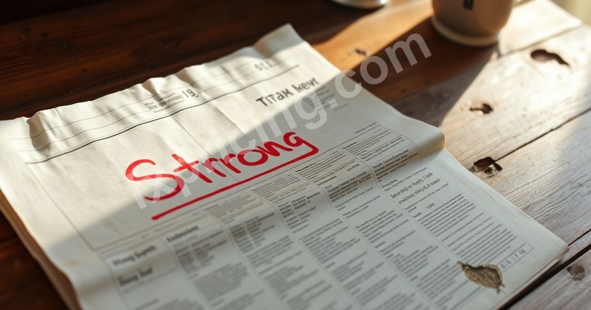 Financial newspaper with "Strong Buy" written in red pen.