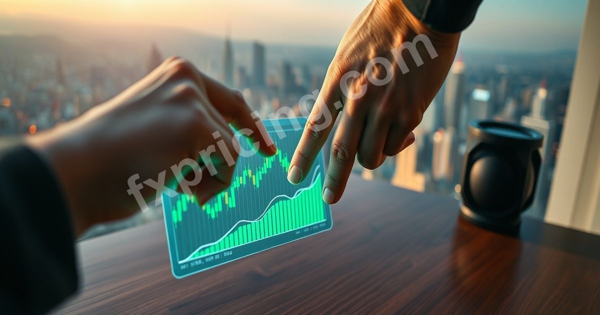 Trader's hand pointing at live forex Last Candle Widget chart