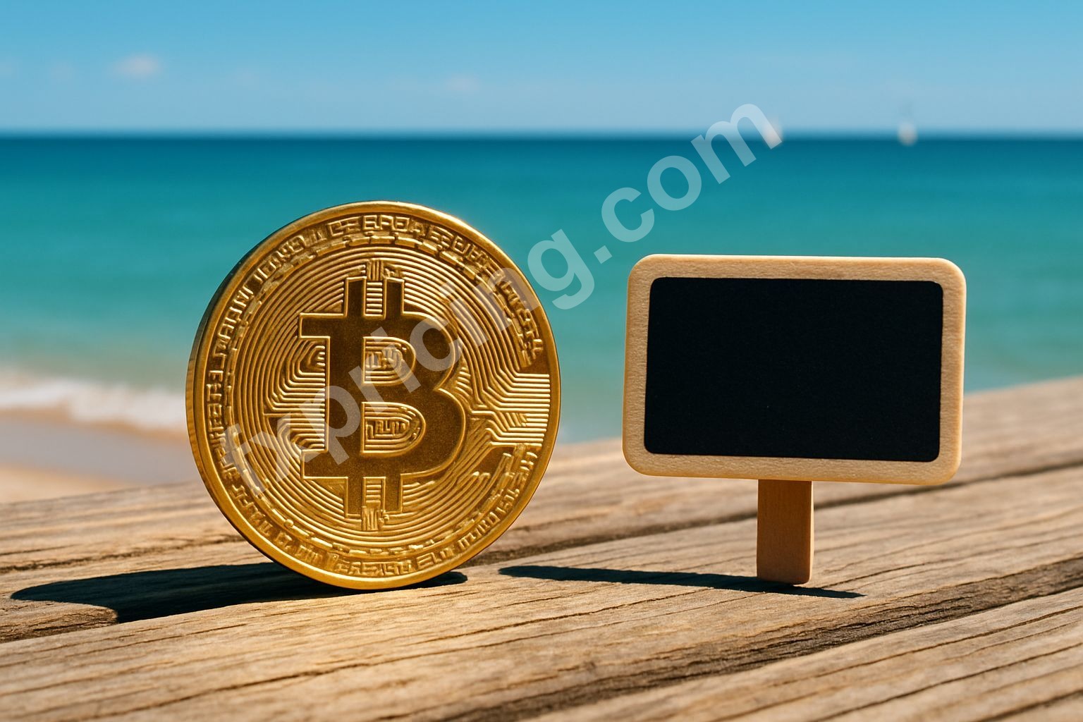 Bitcoin coin on boardwalk with ADX momentum indicator signal
