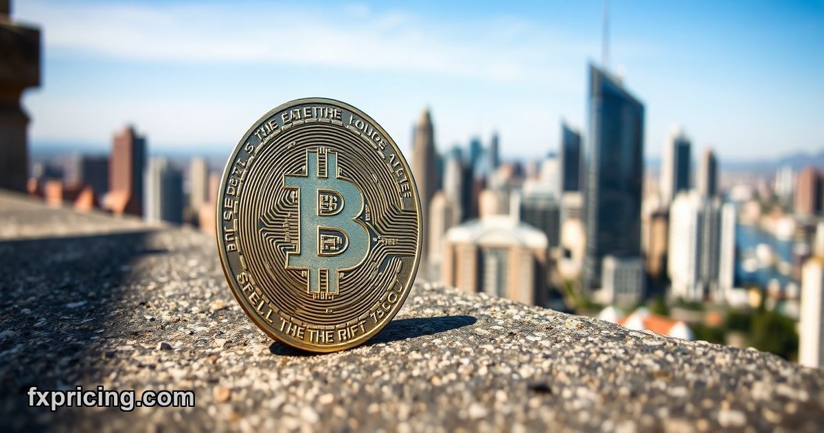 Bitcoin coin on ledge with "SELL THE RIP" text.