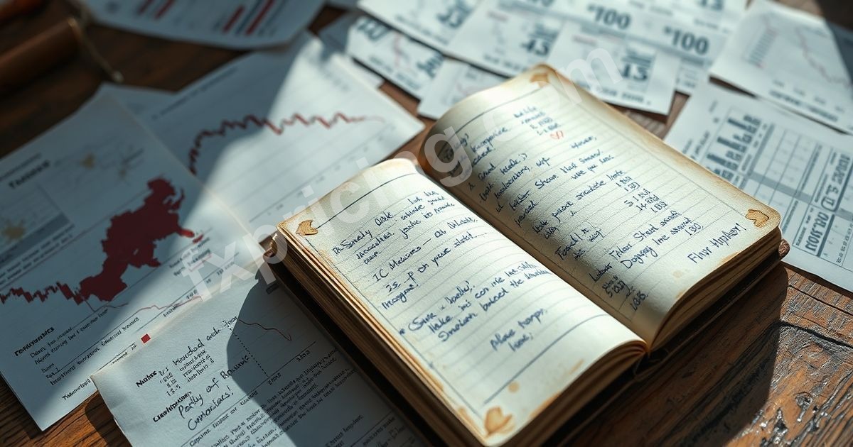 Bitcoin price analysis technical charts on wooden desk