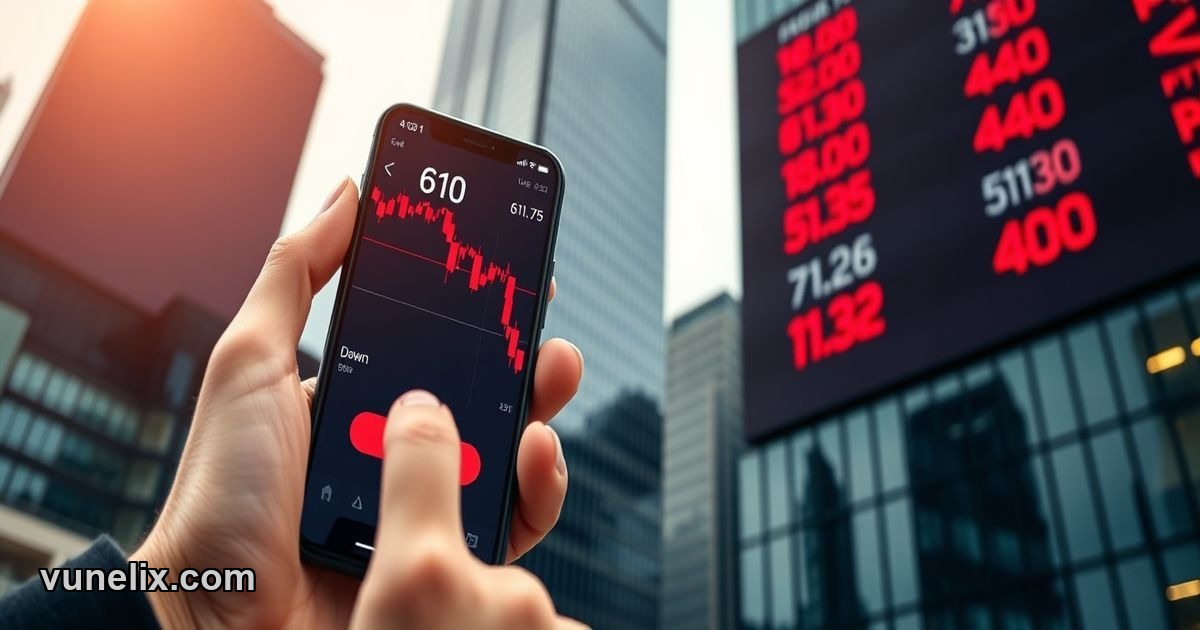 Person checking BNB price today on smartphone with red chart