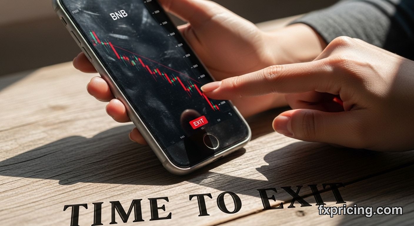 BNB price chart on phone showing downward trend