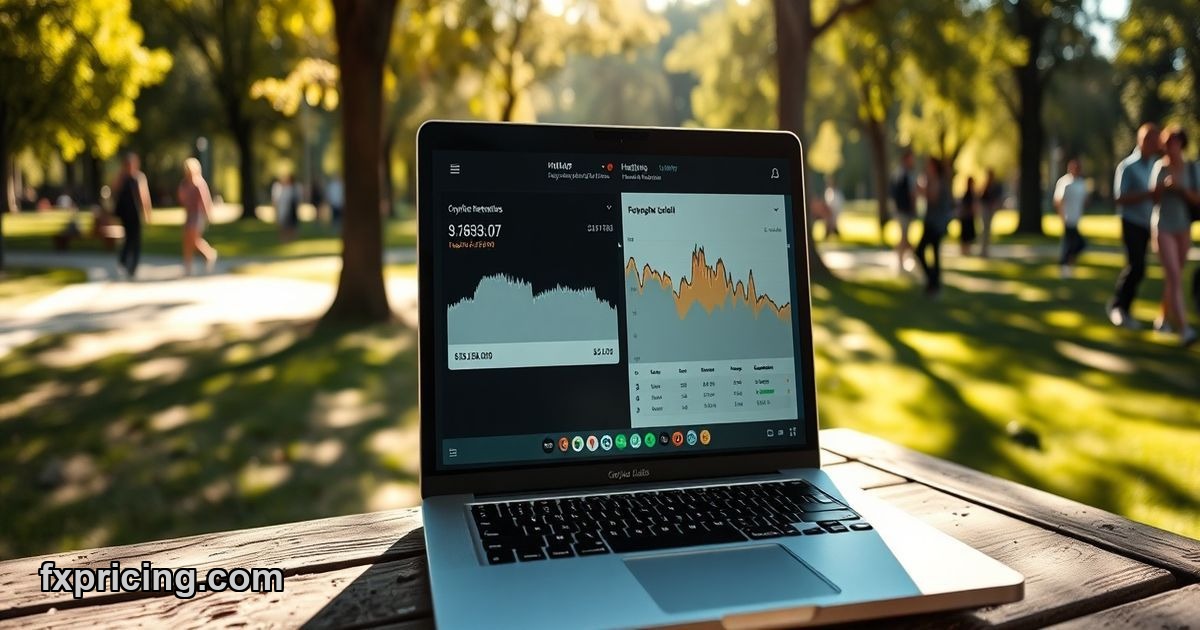 Laptop comparing CoinMarketCap and Vunelix crypto heatmap widget performance outdoors