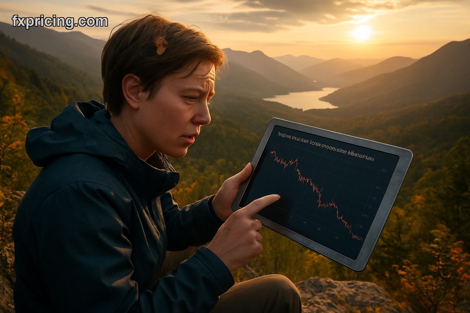 Crypto market chart on a tablet