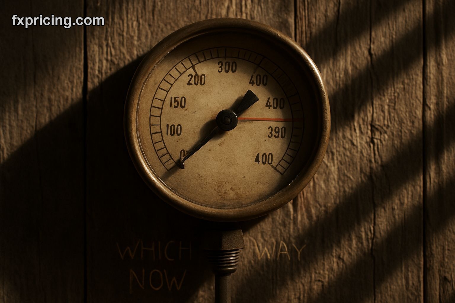 Antique gauge stuck below resistance line representing EUR/HUF price action