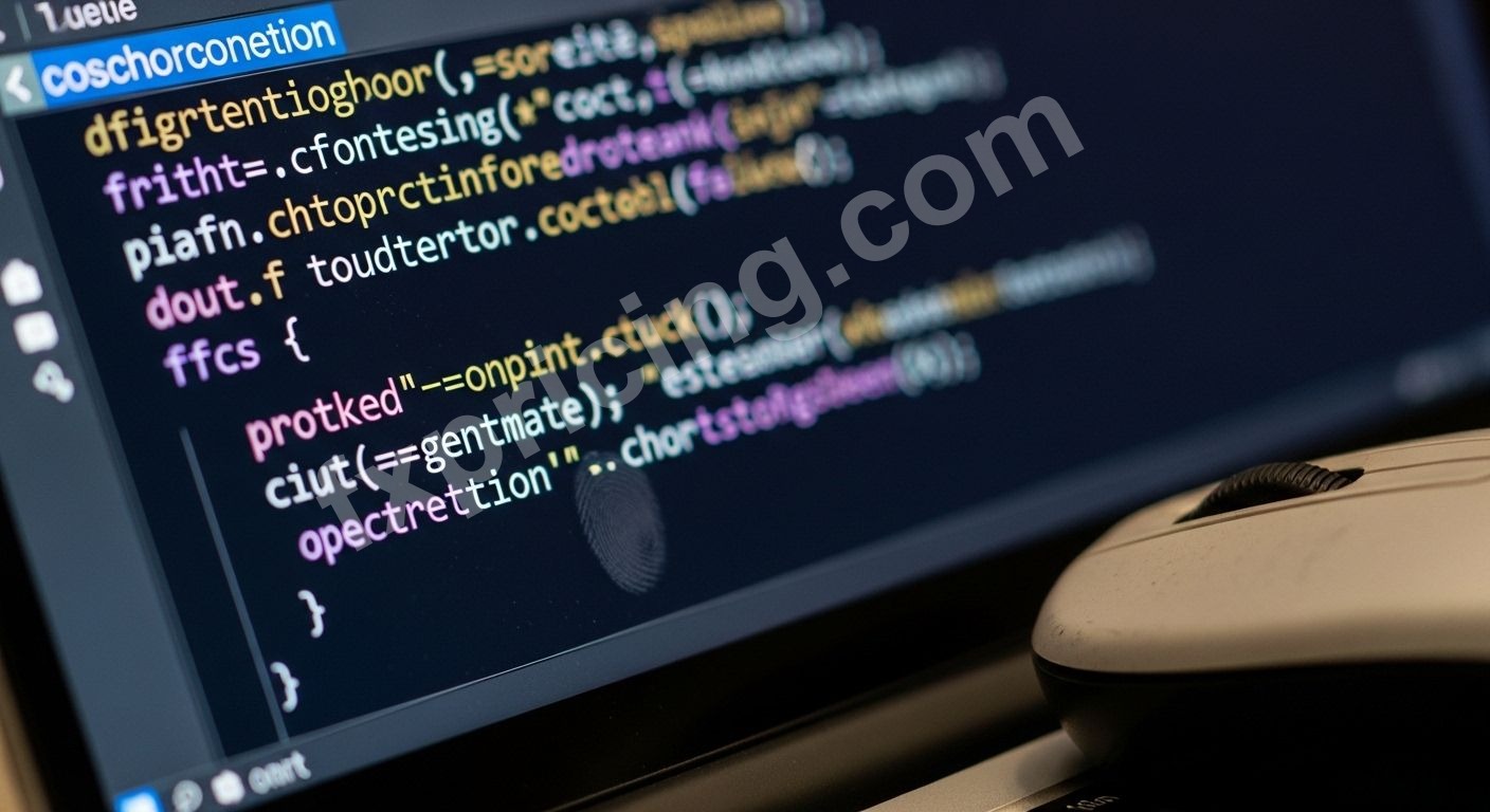 Close-up of embed code for currency widget on a laptop screen.