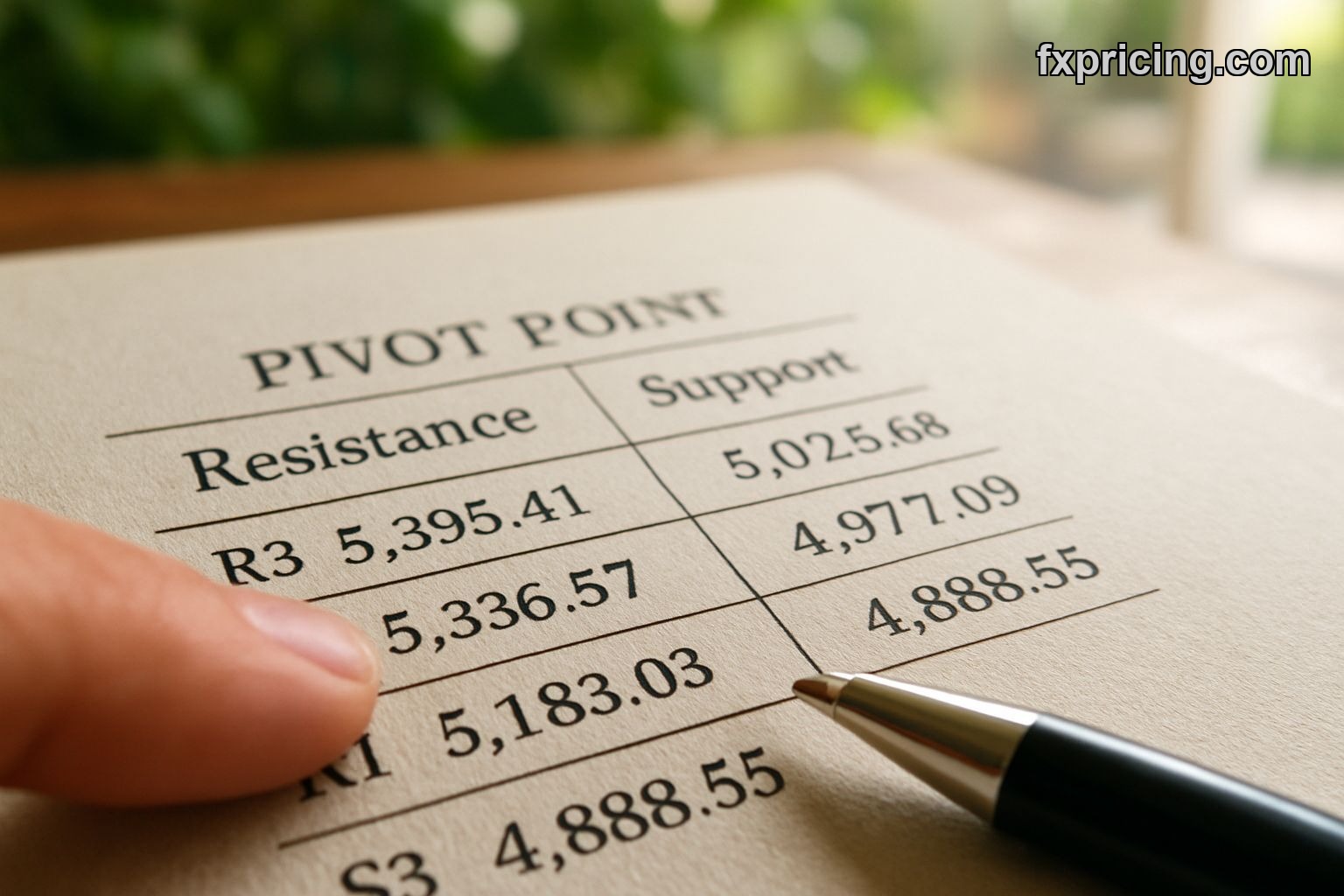 Gold pivot point support and resistance levels close-up