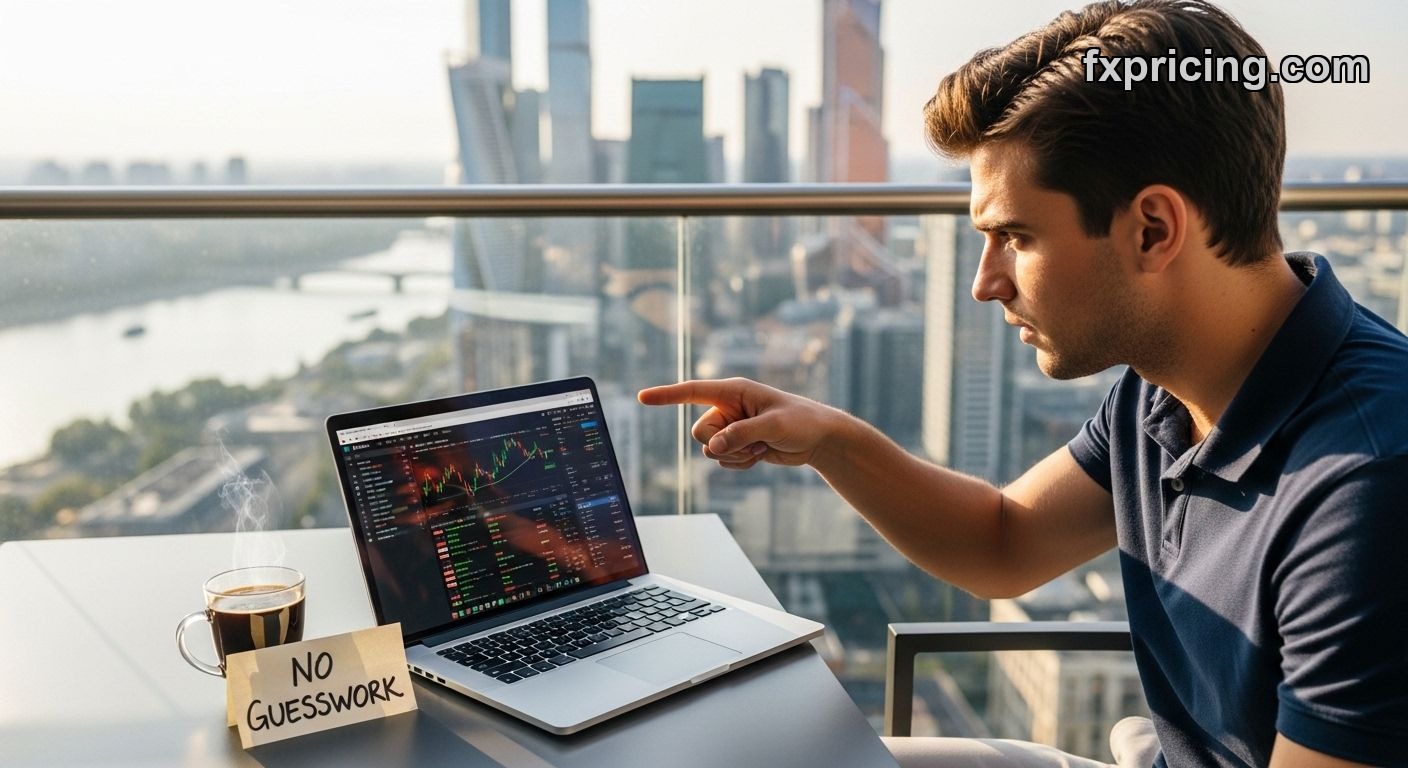 Trader using forex screener on laptop to filter currency pairs