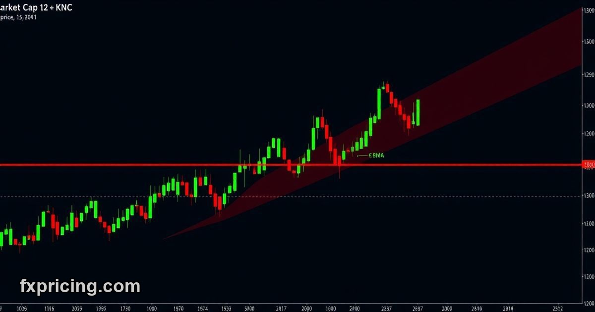 Market Cap KNC, $ price action chart showing a recent surge but facing strong moving average resistance.