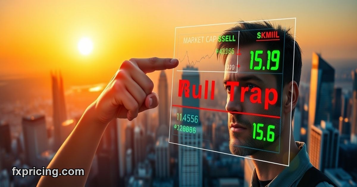 Person looking skeptically at Market Cap KNC, $ price and "Weak Sell" signal over a city skyline.