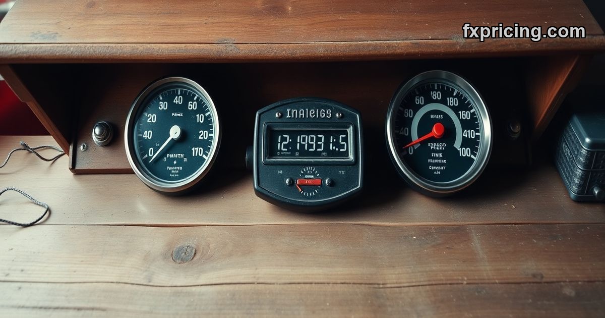 Financial gauges showing Market Cap OM, $ sell signals