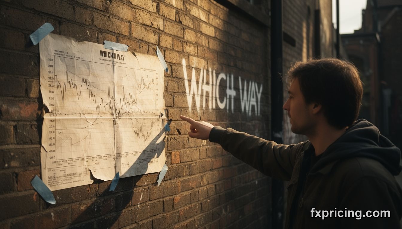 Person analyzing volatile market chart on brick wall