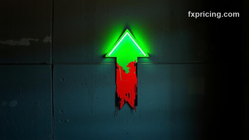 Neon green arrow conflicts with red spray paint arrow