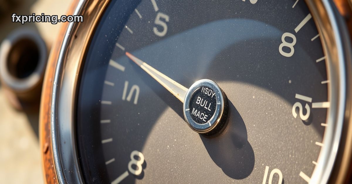 Analog gauge showing erratic Market Cap USDC, $ buy/sell signals.