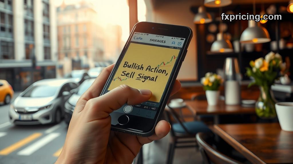 Hand holding phone showing contradictory market signals