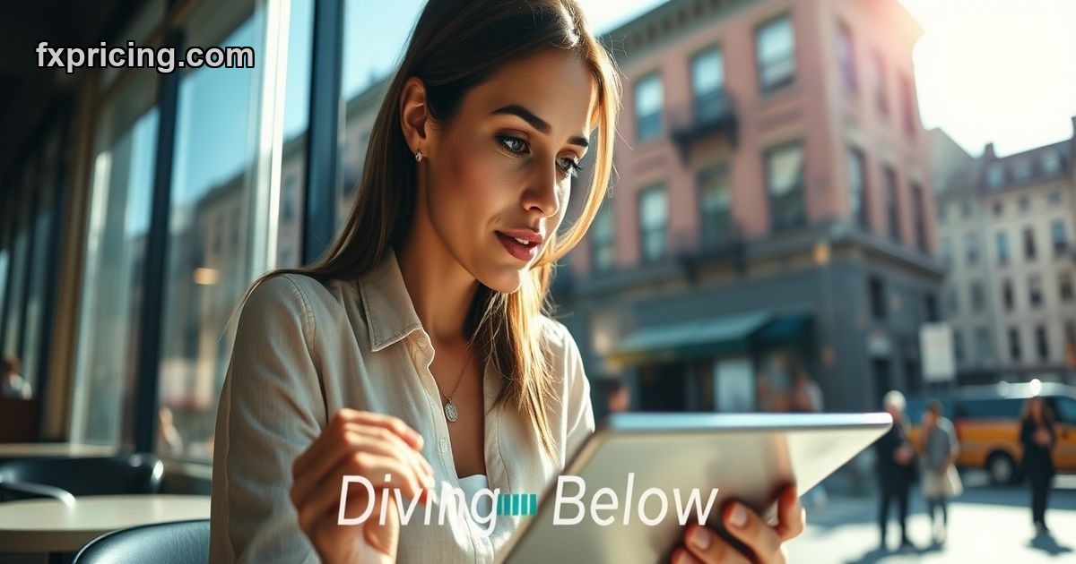 Woman analyzing NVIDIA Corporation price chart on a glass tablet, city background.