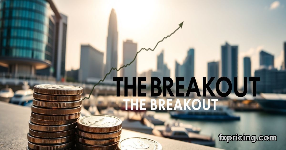 SGD/JPY chart, coins, Singapore skyline, bullish forecast.