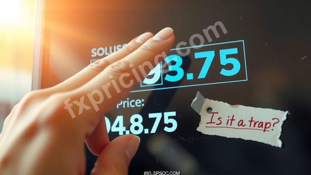 Woman pointing at Solana price on screen, note asks "Is it a trap?".