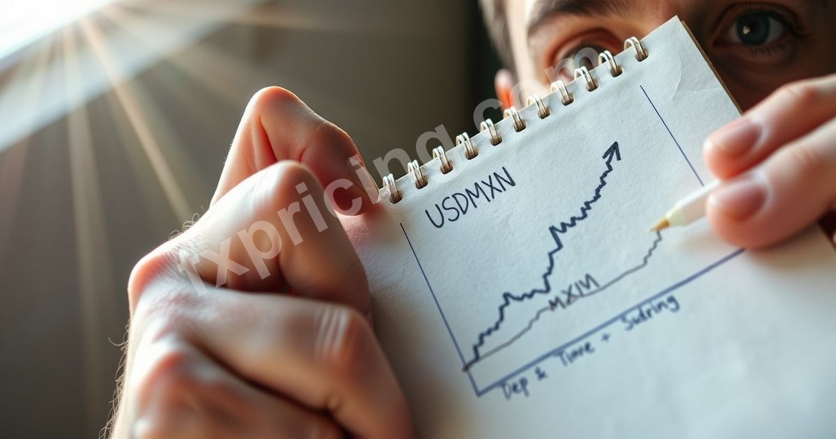 Man anxiously watching USD/MXN chart.