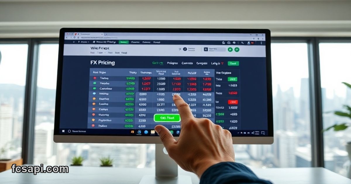 FX Pricing widget selection page with multiple forex tools