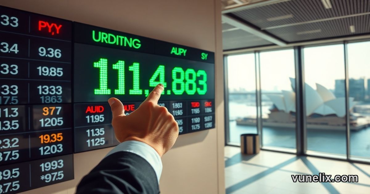 Trader analyzing AUD/JPY currency cross rates live data at 114.283