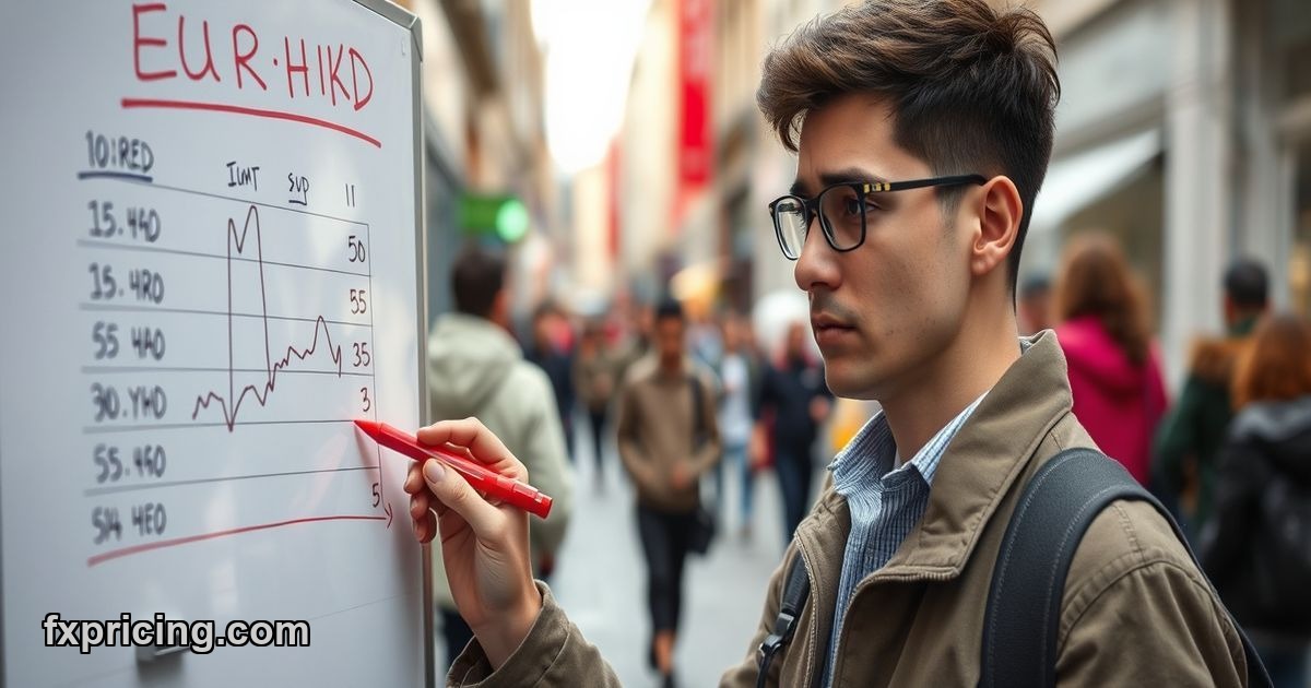 EUR/HKD price chart on whiteboard