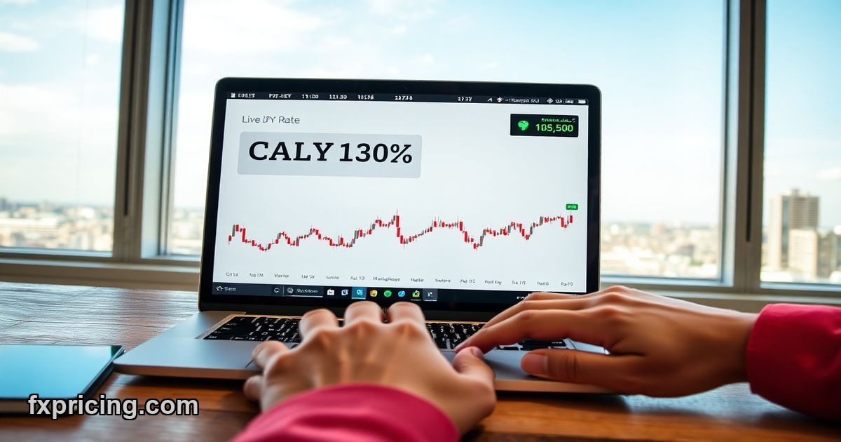 Live forex widget showing real-time CAD/JPY rates on laptop