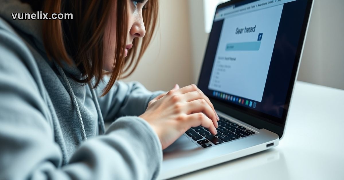Woman typing, using a stock symbol search widget on laptop.