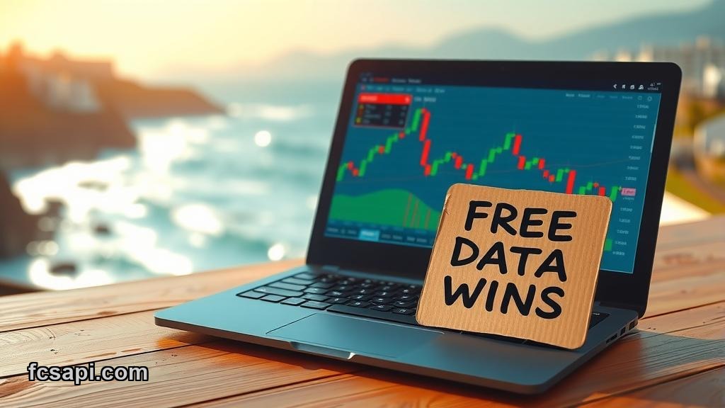 Laptop showing live crypto rates with free data wins sign