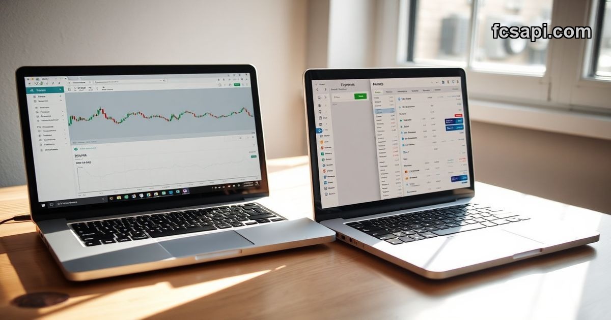 FXPricing vs TradingView free forex widget comparison on laptop screens 2026