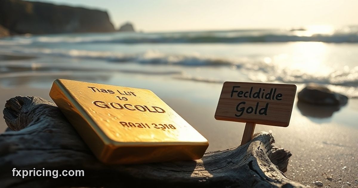Gold bar on beach with Bollinger Band position indicator