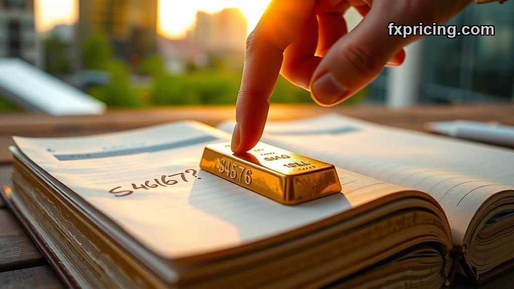Gold bar on ledger with XAUUSD price analysis