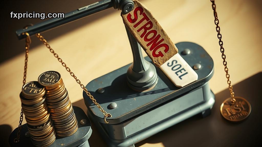 Weighing scales showing "STRONG BUY" vs "RSI SELL" contradiction.