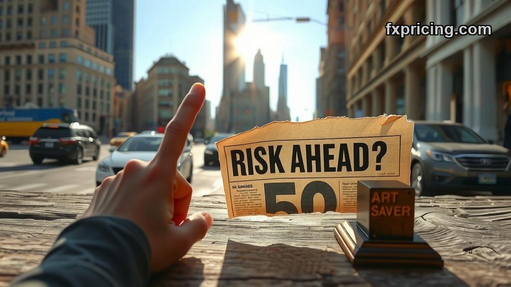 Person pointing at newspaper with "RISK AHEAD?" about Market Cap JST, $.