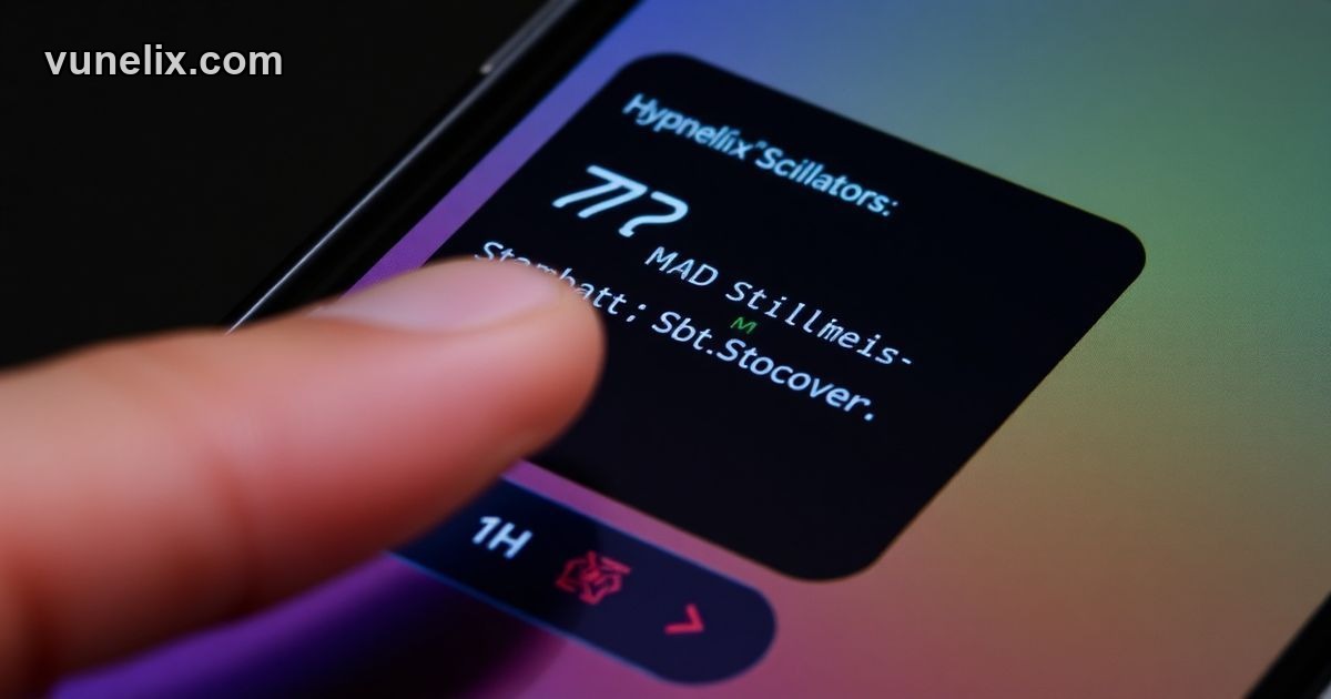 Smartphone screen showing Vunelix Oscillators widget with conflicting signals.