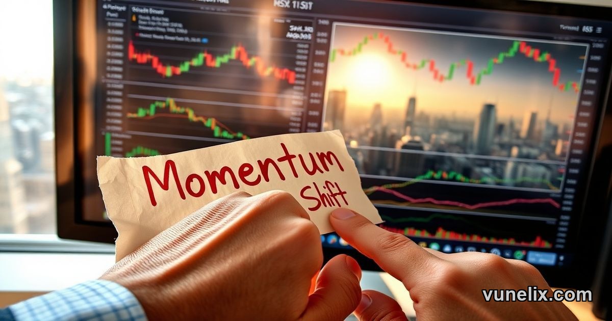 Trader's hands pointing at RSI, MACD, Stochastic indicators on screen.