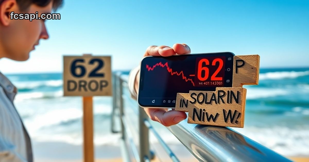 Solana price chart showing 62% decline forecast 2026