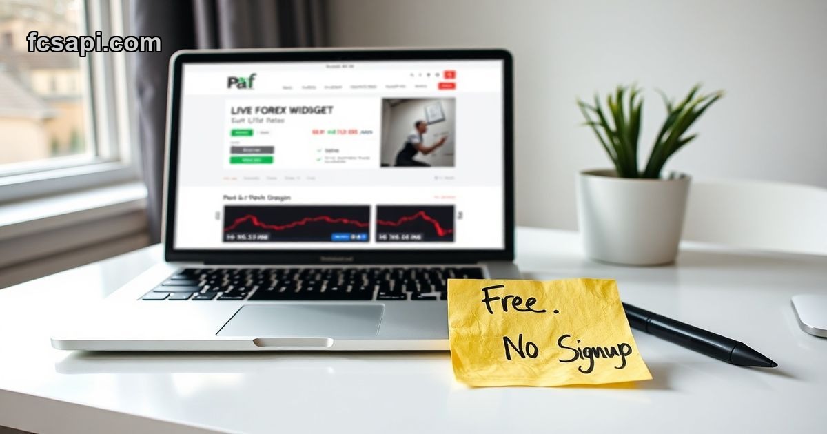 Forex widget displayed on laptop screen with live currency rates