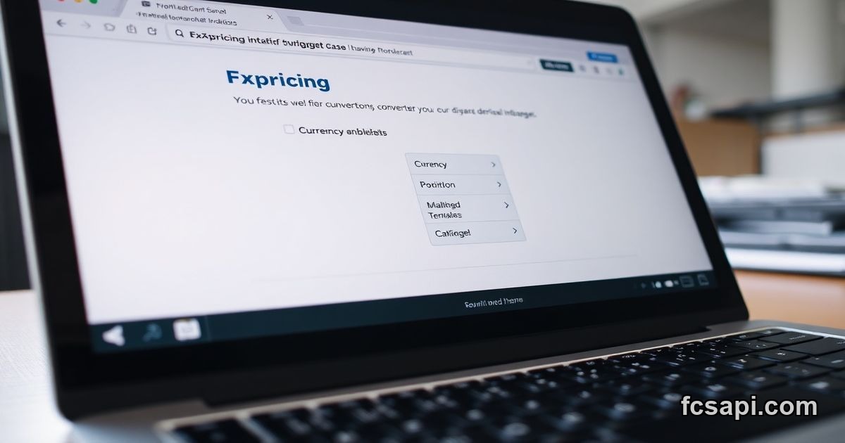 Currency converter widget customization interface on laptop screen