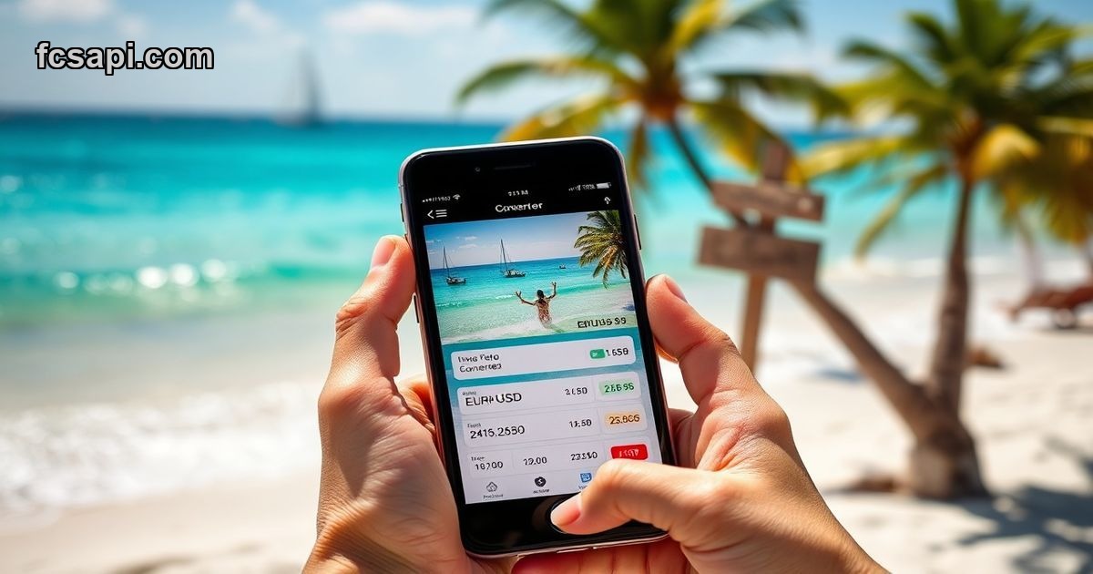 Best XE currency converter alternative widget on smartphone at beach