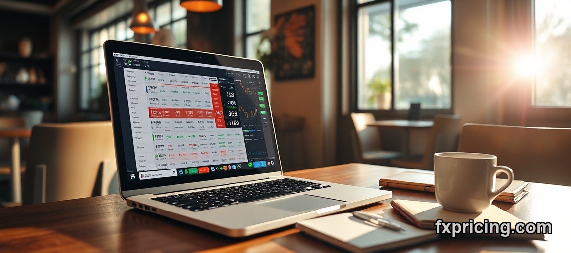 Forex widget displaying live currency rates on laptop screen